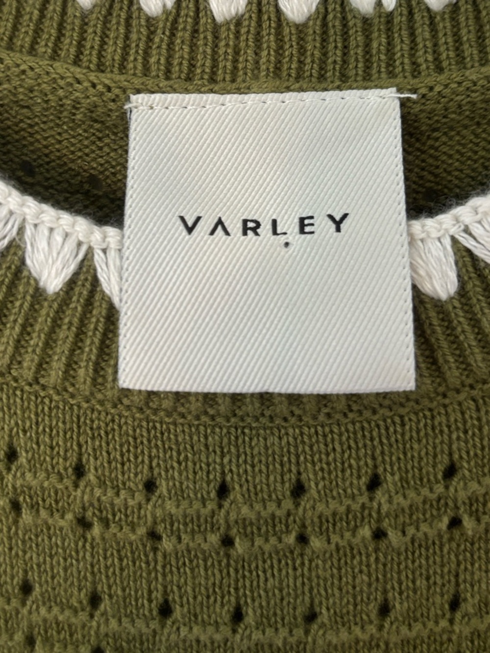 Varley Dwight Knit Midi Dress Olive Green White Trim Size Extra Small - Picture 3 of 9